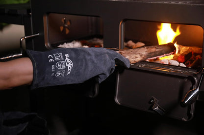 Fireplace Gloves Fire Heat Resistant: Dark-Grey 16IN 932℉ - Fireproof Leather for Fireplace Fire Pit Wood Stove Campfire Furnace BBQ Grill Oven Stick Mig Welding Welder Gear - Birthday Gift XL