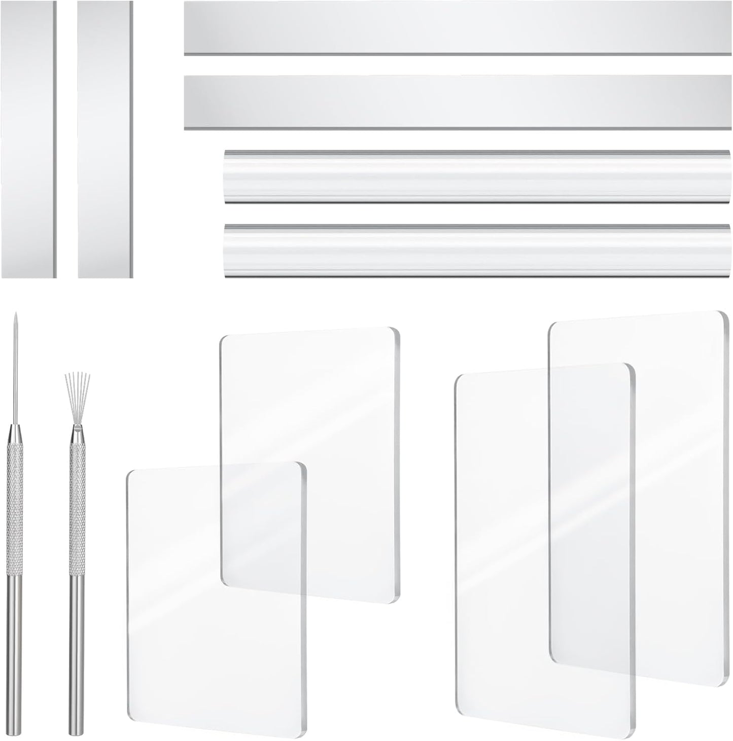 Clay Tools Kit, 12 PCS Polymer Clay Cutter Tools, Rectangle Shape Acrylic Press Board and Roller Pin Supplies Suitable for Shaping, Carving, Pottery Craft and DIY Projects