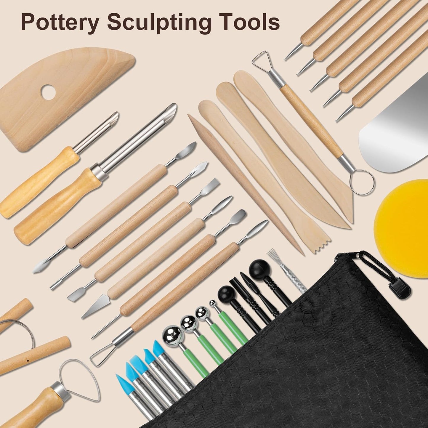 Clay Tools Kit, 12 PCS Polymer Clay Cutter Tools, Rectangle Shape Acrylic Press Board and Roller Pin Supplies Suitable for Shaping, Carving, Pottery Craft and DIY Projects