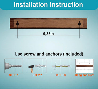 12 Inch Brown Knife Magnetic Strip Use as Magnetic Knife Holder for Wall - Magnetic Knife Strip - Kitchen Magnetic Knife Bar Rack