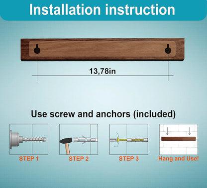 12 Inch Brown Knife Magnetic Strip Use as Magnetic Knife Holder for Wall - Magnetic Knife Strip - Kitchen Magnetic Knife Bar Rack
