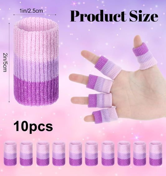 10 Pcs Knitting Finger Protector, 2-Inch Breathable Compression Crochet Finger Guard for Knitting & Writing Cushioned Fingers Covers for Pain Relief (Purple)