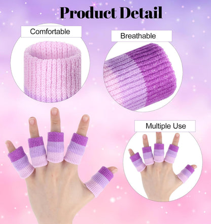10 Pcs Knitting Finger Protector, 2-Inch Breathable Compression Crochet Finger Guard for Knitting & Writing Cushioned Fingers Covers for Pain Relief (Purple)
