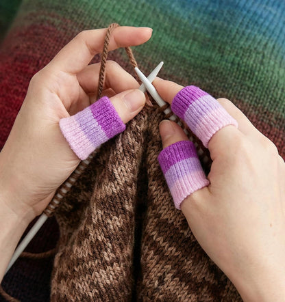 10 Pcs Knitting Finger Protector, 2-Inch Breathable Compression Crochet Finger Guard for Knitting & Writing Cushioned Fingers Covers for Pain Relief (Purple)