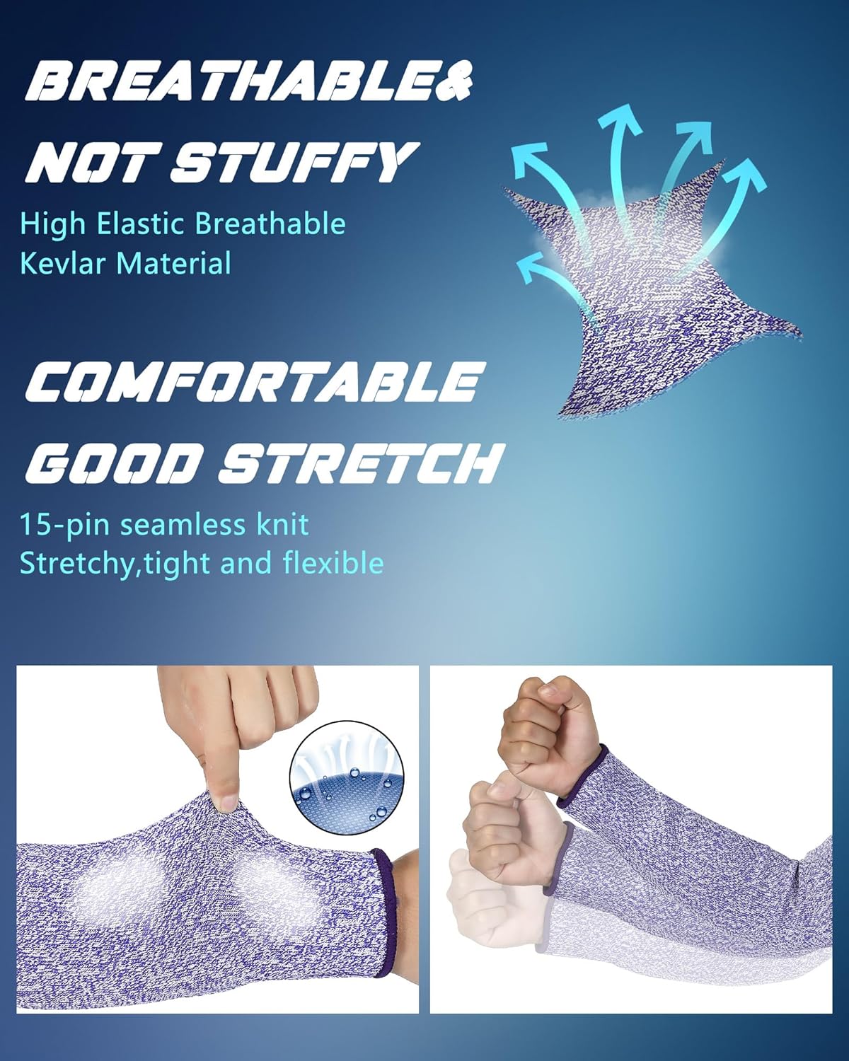 3 Pairs Cut Resistant Arm Sleeves Level 5 Arm Guard Protectors for Welding Gardening Kitchen Thin Skin Bruising Forearm