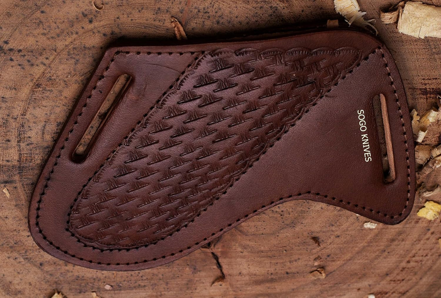 Leather Knife Sheath For Belt, Slanted Pancake Sheath, Tooled Leather Sheath, Beautiful Cow Boy Bull Cutter Knife Cover 100% Real Cross Draw sheath (BROWN)