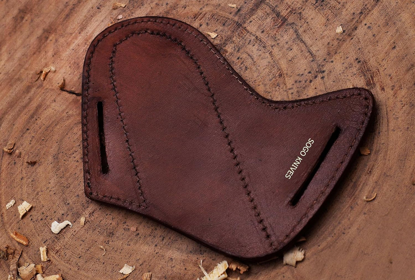 Leather Knife Sheath For Belt, Slanted Pancake Sheath, Tooled Leather Sheath, Beautiful Cow Boy Bull Cutter Knife Cover 100% Real Cross Draw sheath (BROWN)