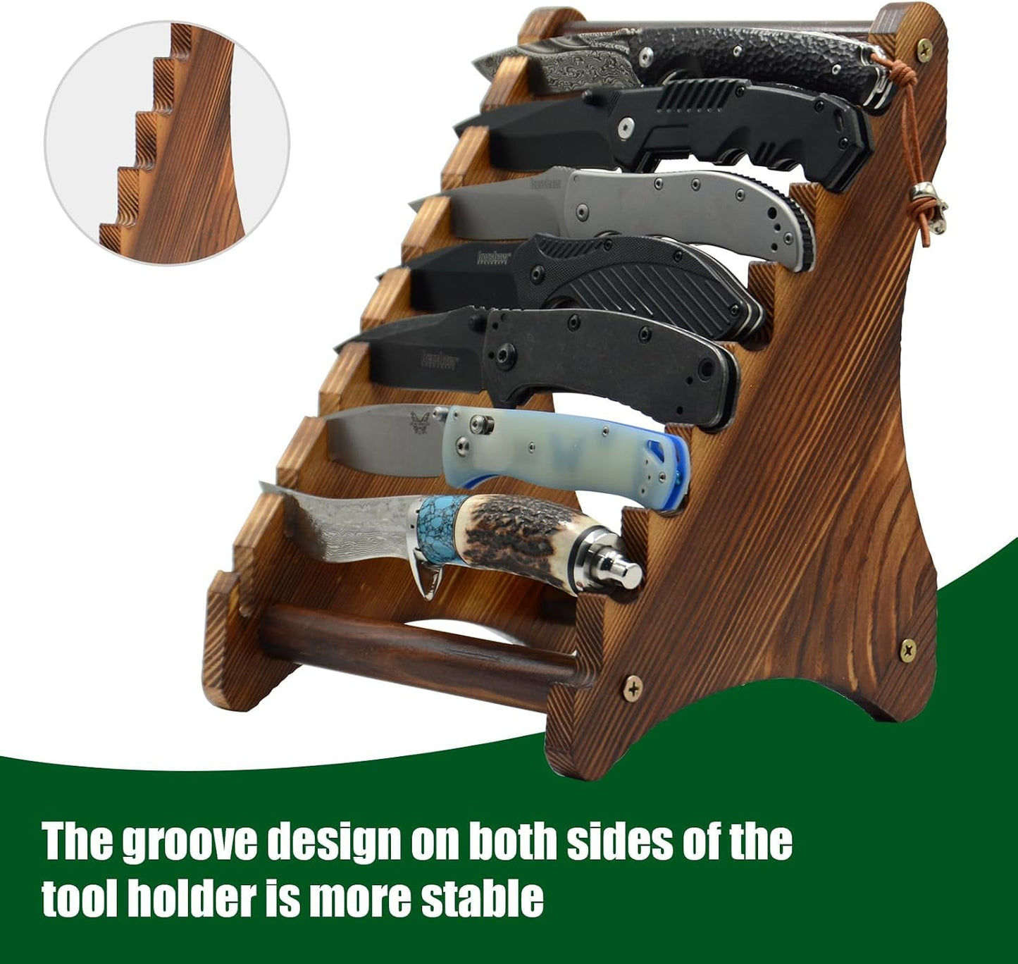 Knife Block, Wood Fixed Blade Knife Collection Display Stand Holder, Knife Holder Knife Wooden Display Case for Fixed Knife Series Display, Maximum 8 Knives