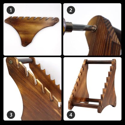 Knife Block, Wood Fixed Blade Knife Collection Display Stand Holder, Knife Holder Knife Wooden Display Case for Fixed Knife Series Display, Maximum 8 Knives
