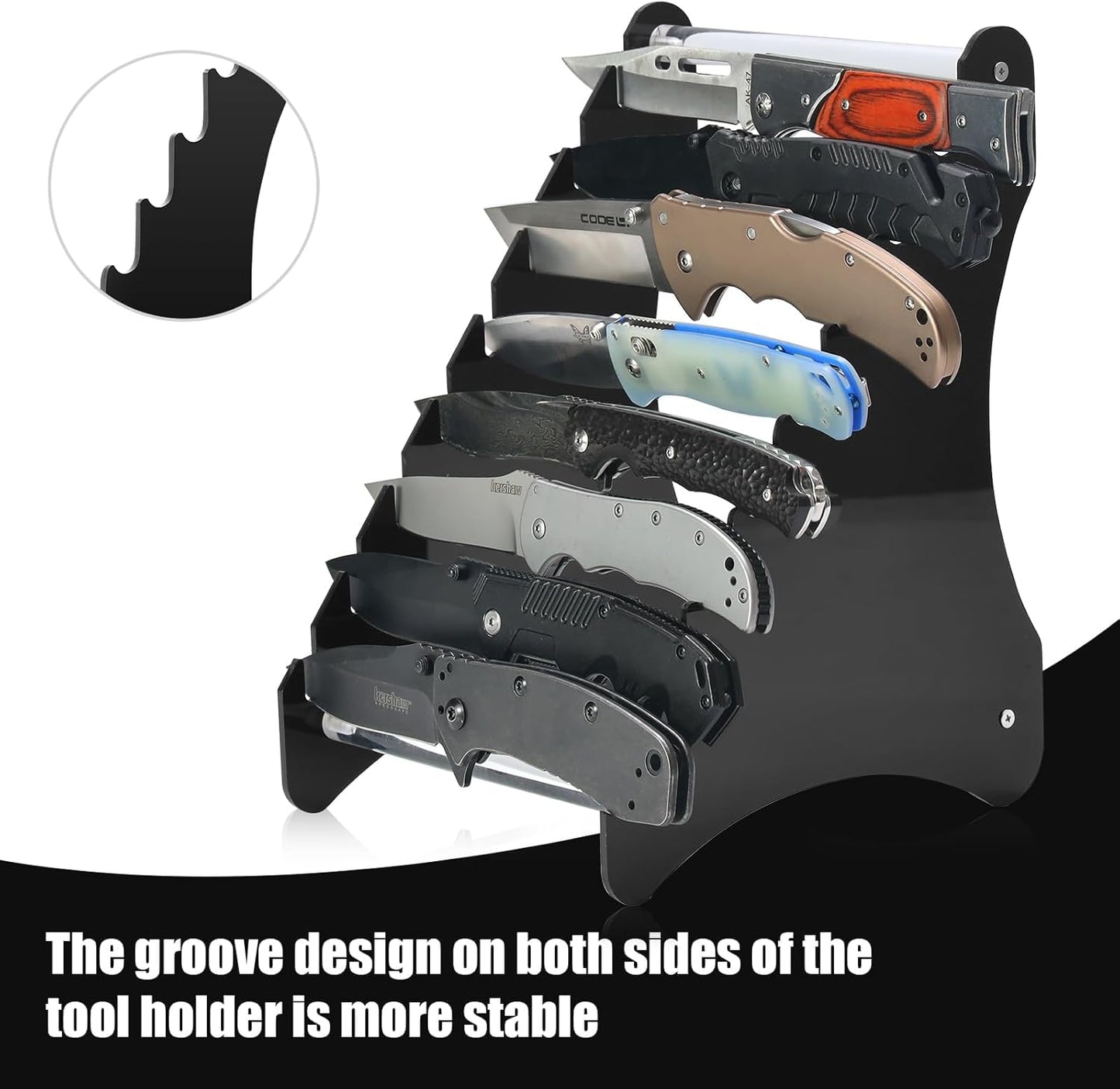 Knife Block, Wood Fixed Blade Knife Collection Display Stand Holder, Knife Holder Knife Wooden Display Case for Fixed Knife Series Display, Maximum 8 Knives