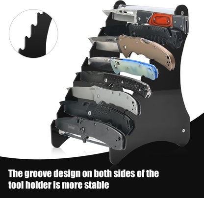 Knife Block, Wood Fixed Blade Knife Collection Display Stand Holder, Knife Holder Knife Wooden Display Case for Fixed Knife Series Display, Maximum 8 Knives