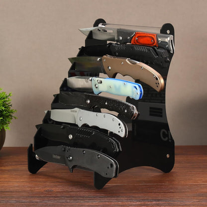 Knife Block, Wood Fixed Blade Knife Collection Display Stand Holder, Knife Holder Knife Wooden Display Case for Fixed Knife Series Display, Maximum 8 Knives