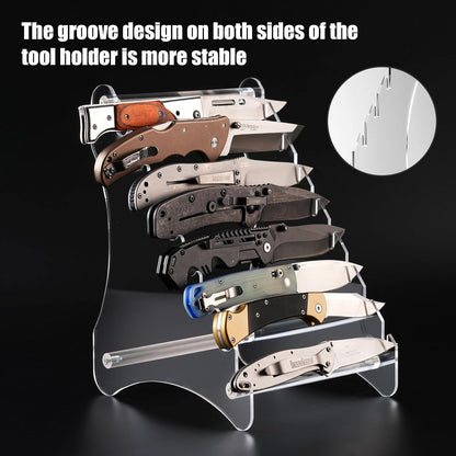 Knife Block, Wood Fixed Blade Knife Collection Display Stand Holder, Knife Holder Knife Wooden Display Case for Fixed Knife Series Display, Maximum 8 Knives