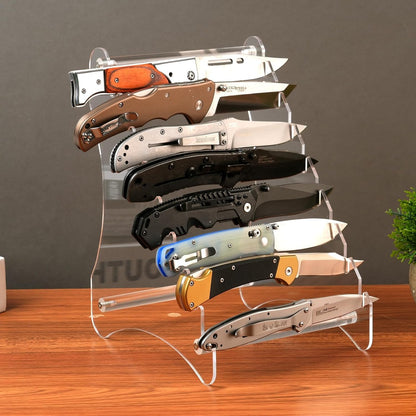 Knife Block, Wood Fixed Blade Knife Collection Display Stand Holder, Knife Holder Knife Wooden Display Case for Fixed Knife Series Display, Maximum 8 Knives