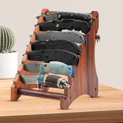 Knife Block, Wood Fixed Blade Knife Collection Display Stand Holder, Knife Holder Knife Wooden Display Case for Fixed Knife Series Display, Maximum 8 Knives