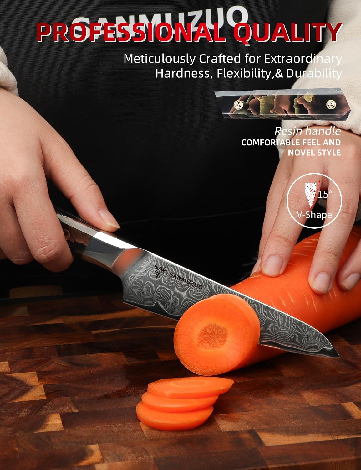 Bird Beak Paring Knife 3.5 Inch, Professional Kitchen Peeling Knife, Ultra Sharp Damascus Powder Steel with Full-tang Resin Handle, Bi Series
