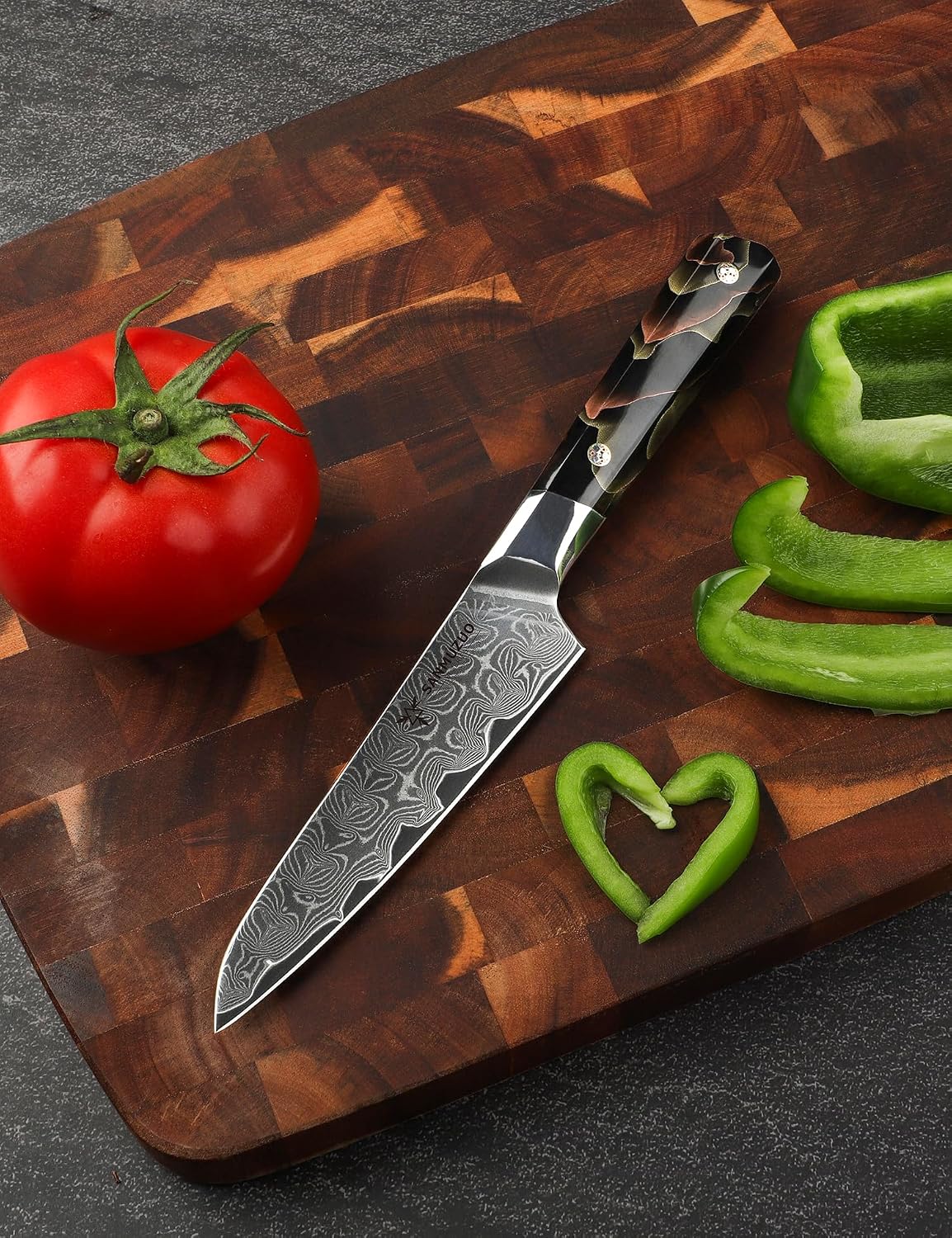 Bird Beak Paring Knife 3.5 Inch, Professional Kitchen Peeling Knife, Ultra Sharp Damascus Powder Steel with Full-tang Resin Handle, Bi Series