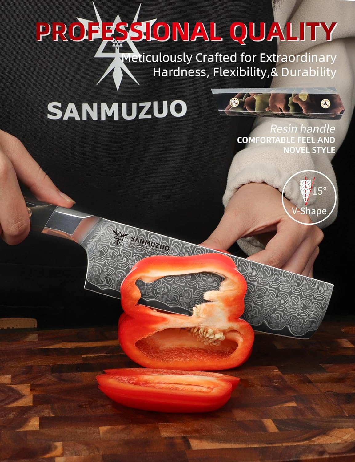 Bird Beak Paring Knife 3.5 Inch, Professional Kitchen Peeling Knife, Ultra Sharp Damascus Powder Steel with Full-tang Resin Handle, Bi Series