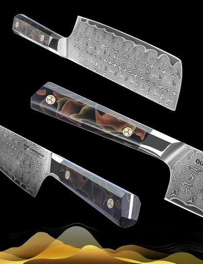 Bird Beak Paring Knife 3.5 Inch, Professional Kitchen Peeling Knife, Ultra Sharp Damascus Powder Steel with Full-tang Resin Handle, Bi Series