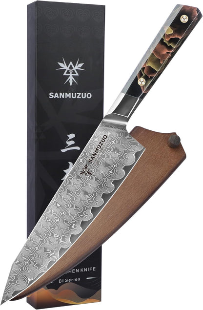 Bird Beak Paring Knife 3.5 Inch, Professional Kitchen Peeling Knife, Ultra Sharp Damascus Powder Steel with Full-tang Resin Handle, Bi Series