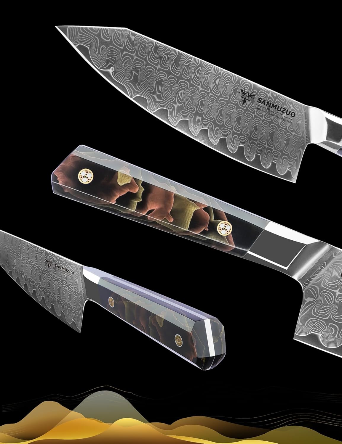 Bird Beak Paring Knife 3.5 Inch, Professional Kitchen Peeling Knife, Ultra Sharp Damascus Powder Steel with Full-tang Resin Handle, Bi Series