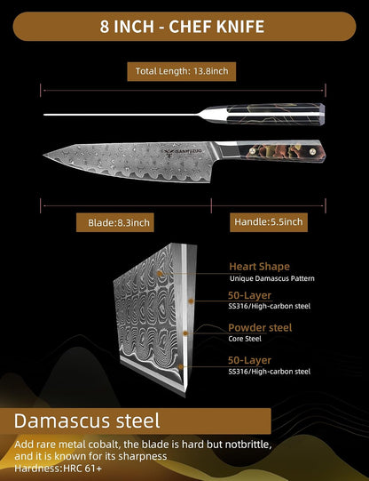Bird Beak Paring Knife 3.5 Inch, Professional Kitchen Peeling Knife, Ultra Sharp Damascus Powder Steel with Full-tang Resin Handle, Bi Series