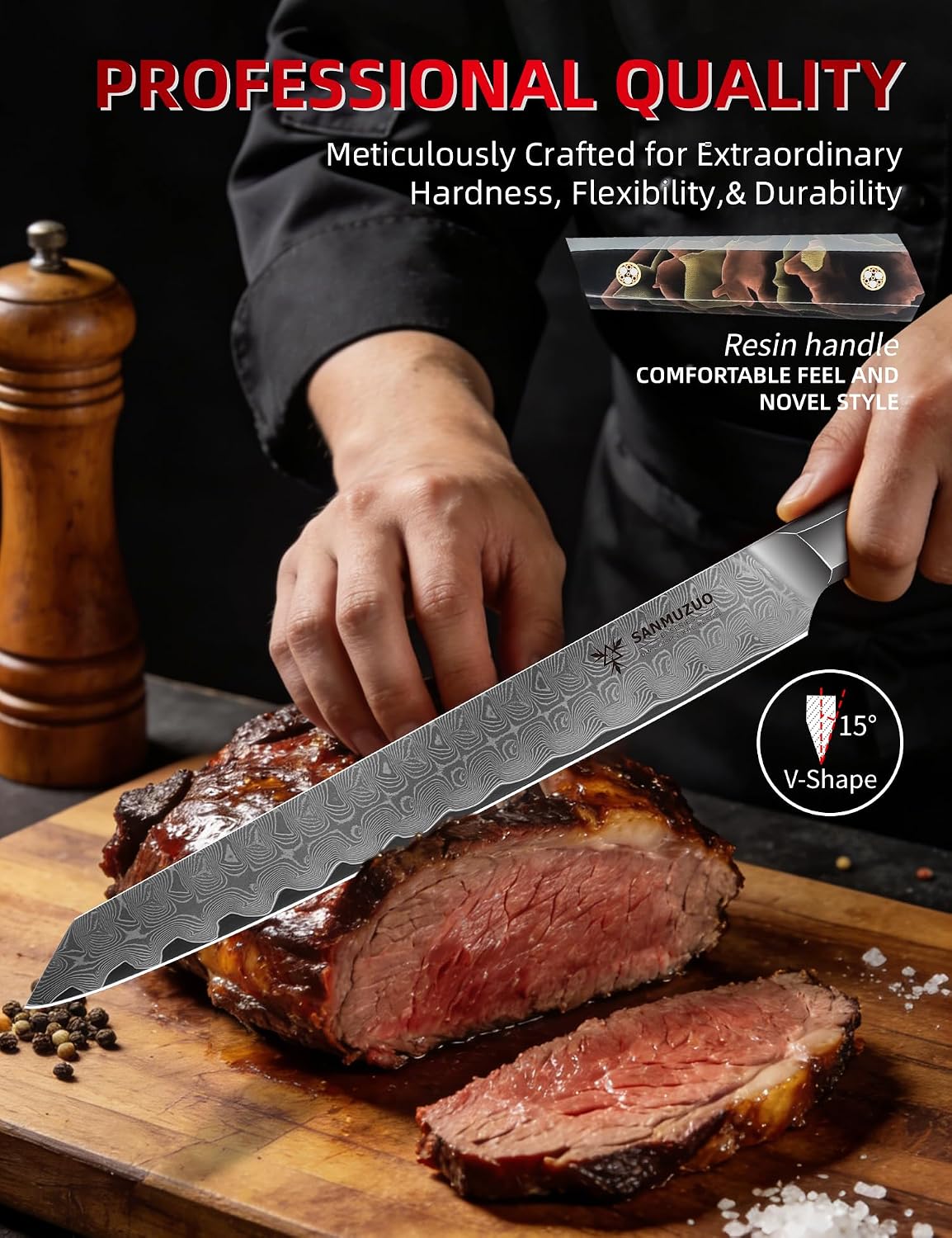 Bird Beak Paring Knife 3.5 Inch, Professional Kitchen Peeling Knife, Ultra Sharp Damascus Powder Steel with Full-tang Resin Handle, Bi Series
