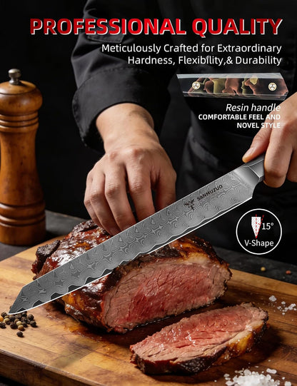 Bird Beak Paring Knife 3.5 Inch, Professional Kitchen Peeling Knife, Ultra Sharp Damascus Powder Steel with Full-tang Resin Handle, Bi Series
