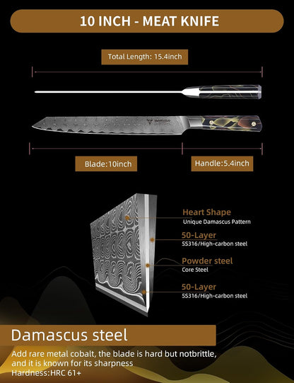 Bird Beak Paring Knife 3.5 Inch, Professional Kitchen Peeling Knife, Ultra Sharp Damascus Powder Steel with Full-tang Resin Handle, Bi Series
