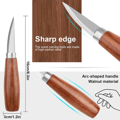Wood Carving Knifes, (Straight handle Sloyd Carving Knife)