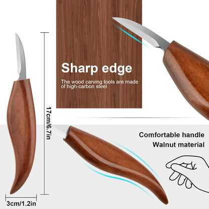 Wood Carving Knifes, (Straight handle Sloyd Carving Knife)