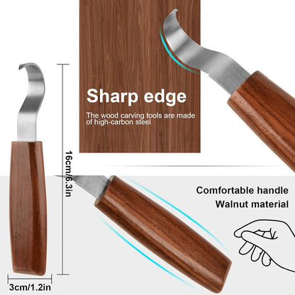 Wood Carving Knifes, (Straight handle Sloyd Carving Knife)