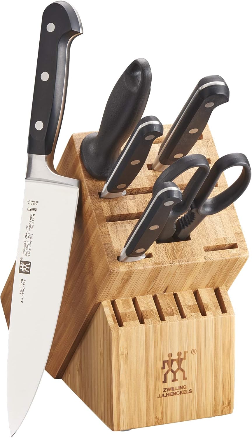 Professional S 7-Pc Knife Set, Friodur Ice-Hardened Blades | Ultra-Sharp Knives Made in Company-Owned German Factory with Special Formula Steel. Dishwasher Safe, Comfortable Grip