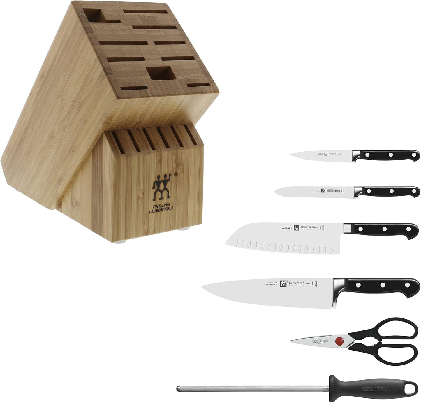 Professional S 7-Pc Knife Set, Friodur Ice-Hardened Blades | Ultra-Sharp Knives Made in Company-Owned German Factory with Special Formula Steel. Dishwasher Safe, Comfortable Grip