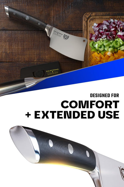 Meat Cleaver Knife -4.5"- Gladiator Series Elite-Heavy Duty Giftable Kitchen Knife - Black Handle-Razor Sharp Knife-Forged High Carbon German Steel -w/Sheath-NSF Certified