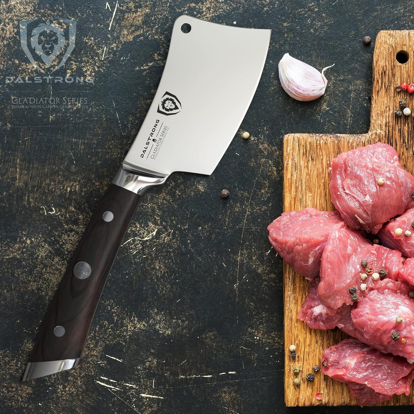 Meat Cleaver Knife -4.5"- Gladiator Series Elite-Heavy Duty Giftable Kitchen Knife - Black Handle-Razor Sharp Knife-Forged High Carbon German Steel -w/Sheath-NSF Certified