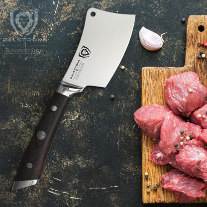 Meat Cleaver Knife -4.5"- Gladiator Series Elite-Heavy Duty Giftable Kitchen Knife - Black Handle-Razor Sharp Knife-Forged High Carbon German Steel -w/Sheath-NSF Certified