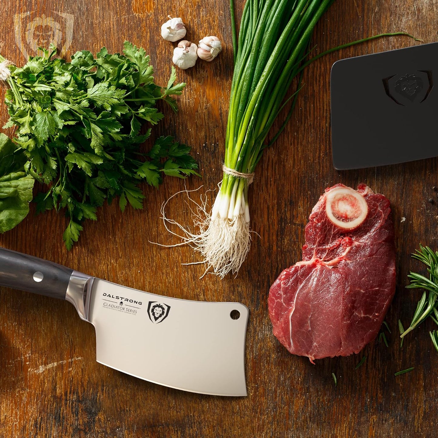 Meat Cleaver Knife -4.5"- Gladiator Series Elite-Heavy Duty Giftable Kitchen Knife - Black Handle-Razor Sharp Knife-Forged High Carbon German Steel -w/Sheath-NSF Certified