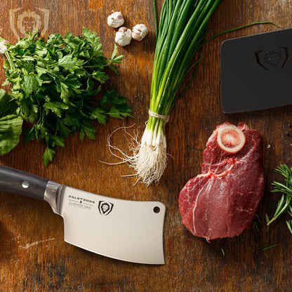Meat Cleaver Knife -4.5"- Gladiator Series Elite-Heavy Duty Giftable Kitchen Knife - Black Handle-Razor Sharp Knife-Forged High Carbon German Steel -w/Sheath-NSF Certified