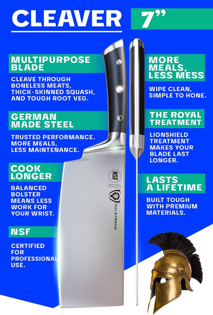 Meat Cleaver Knife -4.5"- Gladiator Series Elite-Heavy Duty Giftable Kitchen Knife - Black Handle-Razor Sharp Knife-Forged High Carbon German Steel -w/Sheath-NSF Certified
