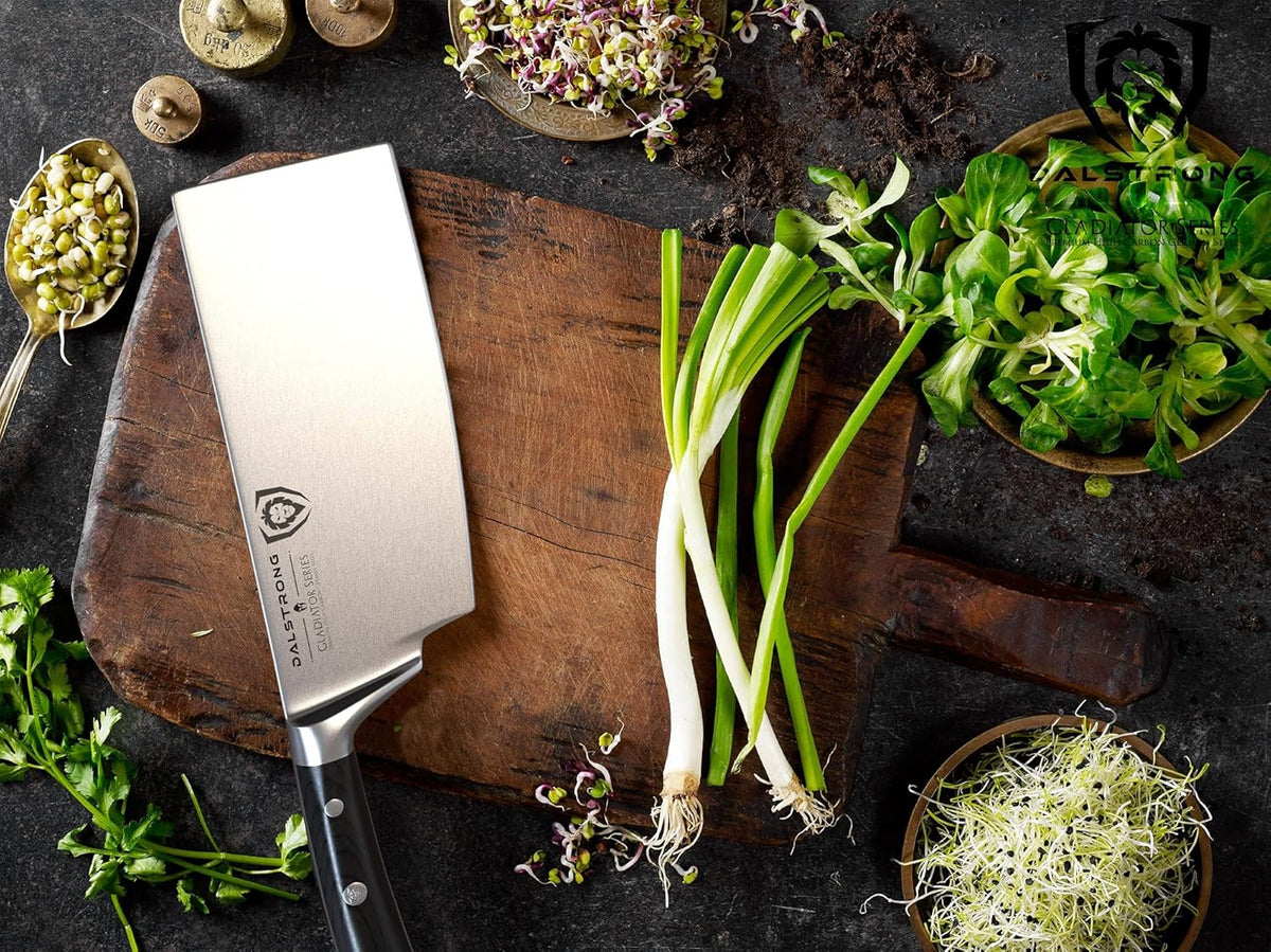 Meat Cleaver Knife -4.5"- Gladiator Series Elite-Heavy Duty Giftable Kitchen Knife - Black Handle-Razor Sharp Knife-Forged High Carbon German Steel -w/Sheath-NSF Certified