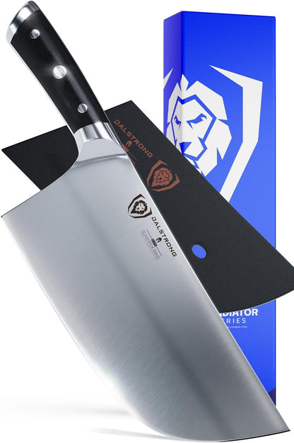 Meat Cleaver Knife -4.5"- Gladiator Series Elite-Heavy Duty Giftable Kitchen Knife - Black Handle-Razor Sharp Knife-Forged High Carbon German Steel -w/Sheath-NSF Certified