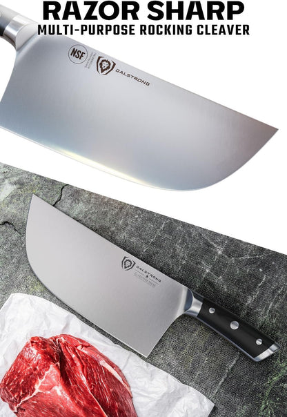 Meat Cleaver Knife -4.5"- Gladiator Series Elite-Heavy Duty Giftable Kitchen Knife - Black Handle-Razor Sharp Knife-Forged High Carbon German Steel -w/Sheath-NSF Certified