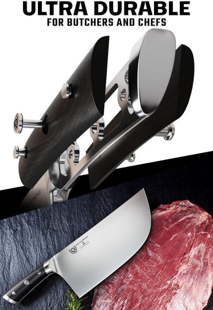 Meat Cleaver Knife -4.5"- Gladiator Series Elite-Heavy Duty Giftable Kitchen Knife - Black Handle-Razor Sharp Knife-Forged High Carbon German Steel -w/Sheath-NSF Certified