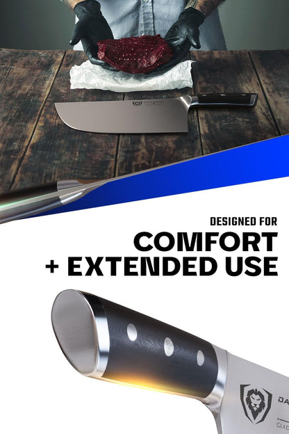 Meat Cleaver Knife -4.5"- Gladiator Series Elite-Heavy Duty Giftable Kitchen Knife - Black Handle-Razor Sharp Knife-Forged High Carbon German Steel -w/Sheath-NSF Certified