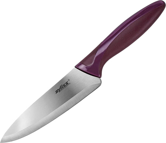 Utility Knife with Sheath Cover - Precision Knife for Cutting & Slicing - Paring Knife for Meat, Fruits & Vegetables - Culinary Kitchen Knife - 5.5" Carbon Stainless Steel Blade - Purple