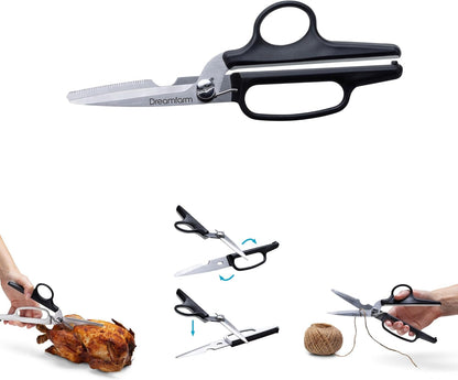 Bishears 2-in-1 Kitchen Scissors and Shears | Bone cutting, herb stripping notched shearing blades that separate for easy cleaning with protective cover for safe storage
