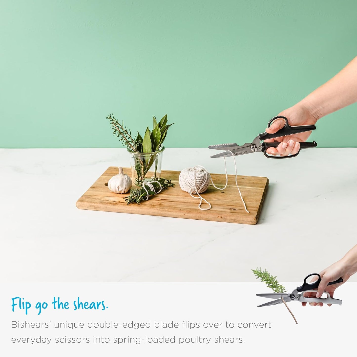 Bishears 2-in-1 Kitchen Scissors and Shears | Bone cutting, herb stripping notched shearing blades that separate for easy cleaning with protective cover for safe storage