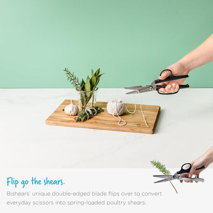 Bishears 2-in-1 Kitchen Scissors and Shears | Bone cutting, herb stripping notched shearing blades that separate for easy cleaning with protective cover for safe storage