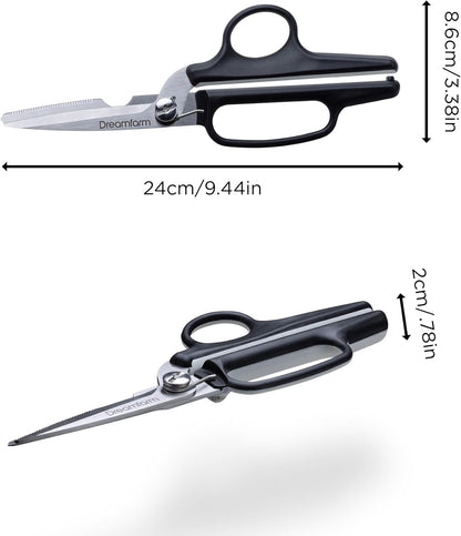 Bishears 2-in-1 Kitchen Scissors and Shears | Bone cutting, herb stripping notched shearing blades that separate for easy cleaning with protective cover for safe storage
